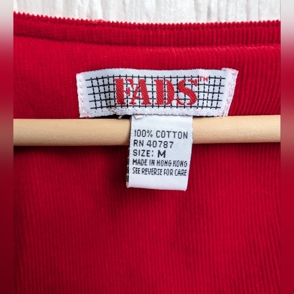 Vintage Fads Red Corduroy Dress Cottagecore Christmas Women's Size Medium - Picture 3 of 5